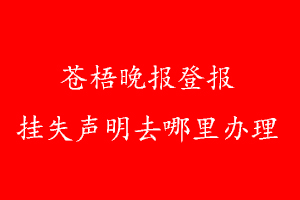 蒼梧晚報(bào)登報(bào)掛失聲明去哪里辦理